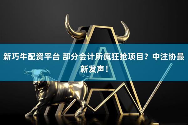 新巧牛配资平台 部分会计所疯狂抢项目？中注协最新发声！