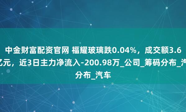 中金财富配资官网 福耀玻璃跌0.04%，成交额3.63亿元，近3日主力净流入-200.98万_公司_筹码分布_汽车